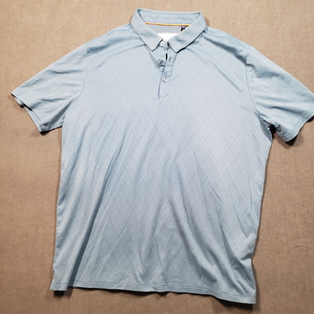 Modern Ambition‎ Polo Shirt Mens XL Blue Diamond Textured Short Sleeve ITM
